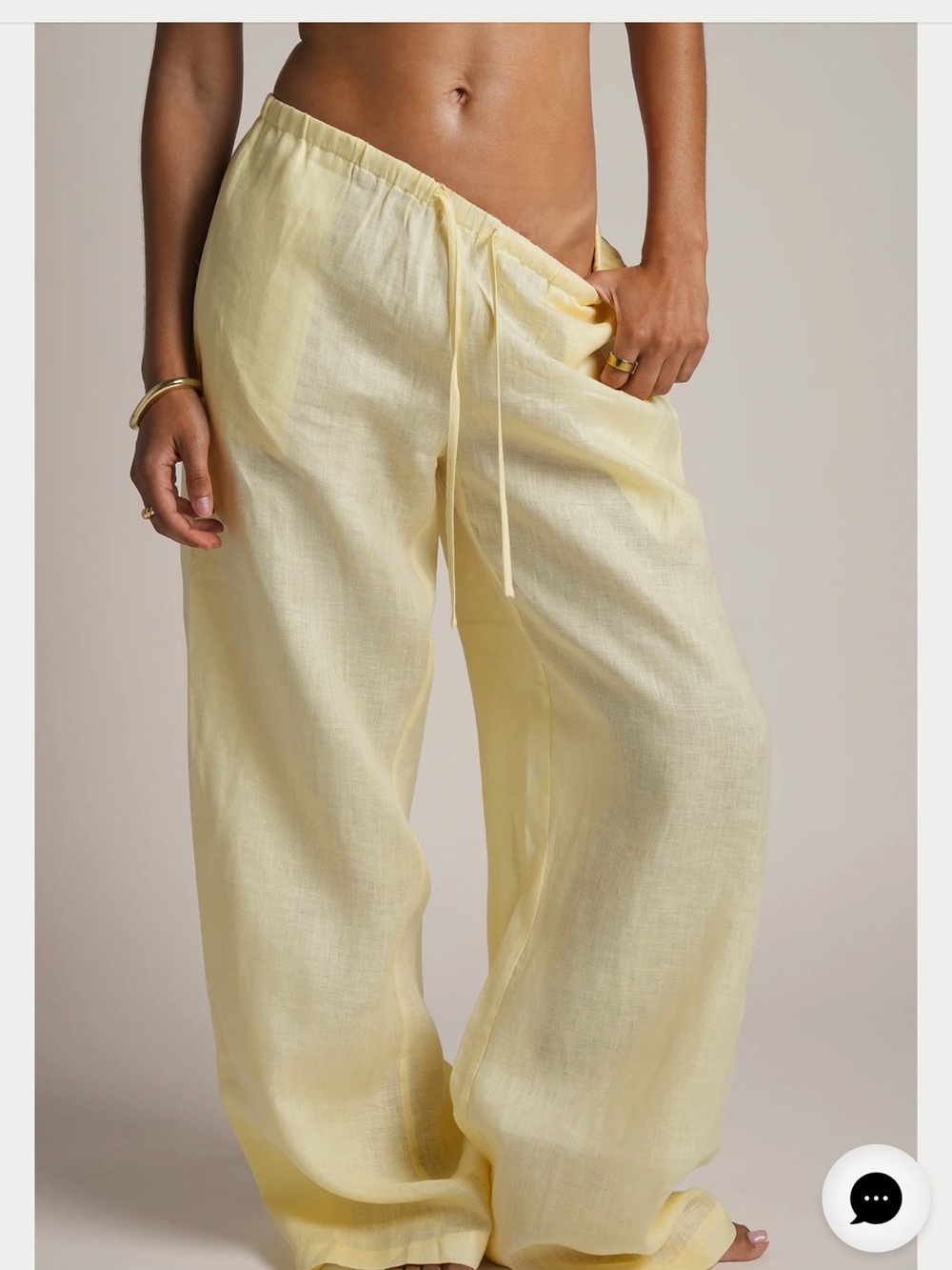 Gaui Honeybutter Yellow Linen-Blend Drawstring Pants
